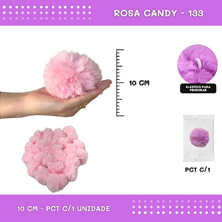 Pom Pom Pelucia - 100mm (10Cm) - Unidade COR: ROSA-CANDY-133
