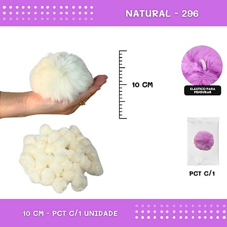 Pom Pom Pelucia - 100mm (10Cm) - Unidade COR: NATURAL-296