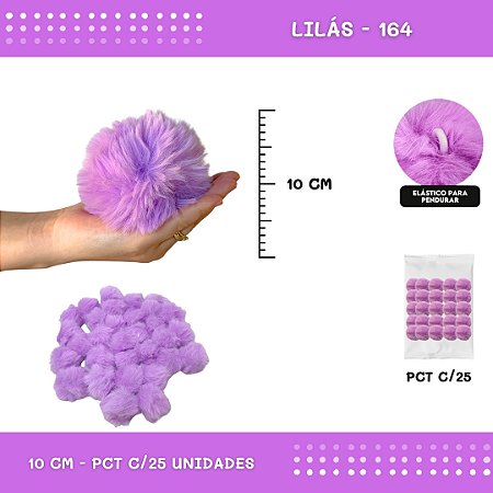 Pom Pom Pelucia C/Elastico - 100mm (10Cm) - Pct C/25 Unid. COR: LILAS-164