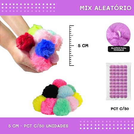 Pom Pom Pelucia - 50mm - Pct C/50 Unid. COR: MIX-DE-CORES