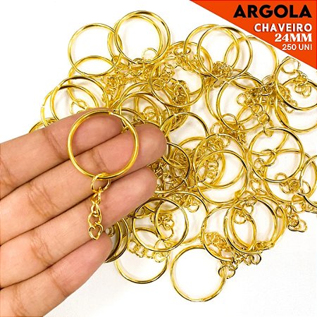 Argola De Chaveiro Reforçada- 24mm - Pct C/250 Unid. Cor:Ouro