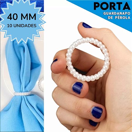 Porta Guardanapo Argola de Pérola - 40mm - Pct C/10 Unidades