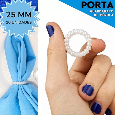 Porta Guardanapo Argola de Pérola - 25mm - Pct C/10 Unidades