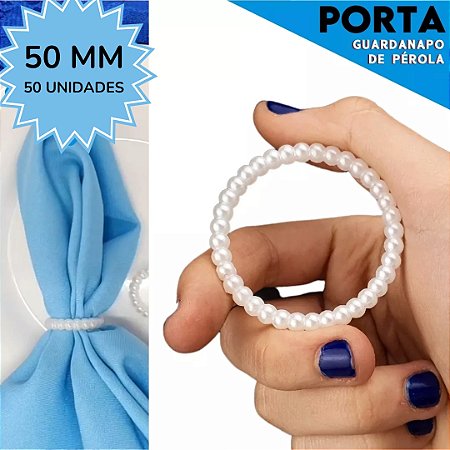 Porta Guardanapo Argola de Pérola - 50mm - Pct C/50 Unidades