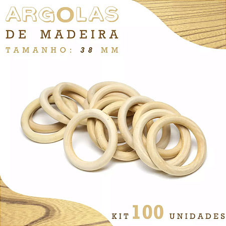Argola De Madeira Para Artesanato - Tam: 38mm - Pct C/100 Unidades