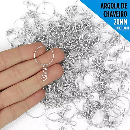 Argola De Chaveiro Simples - 20mm - Pct C/100 Unid. Cor:Prata