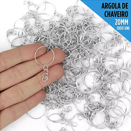 Argola de Chaveiro Simples - 20mm - Pct C/1000 Unidades Cor:Prata