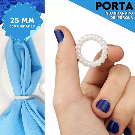 Porta Guardanapo Argola de Pérola - 25mm - Pct C/100 Unidades