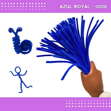 100 Haste De Chenille Limpador De Cachimbo Fios Artesanato 30cm Cor:Azul-Royal-0026