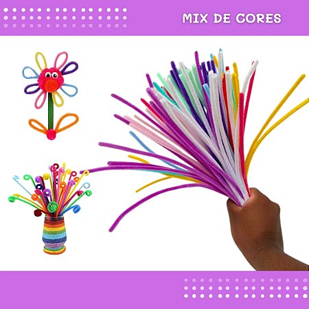100 Haste De Chenille Limpador De Cachimbo Fios Artesanato 30cm Cor: Mix de Cores