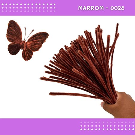 100 Haste De Chenille Limpador De Cachimbo Fios Artesanato 30cm Cor:Marrom-0028