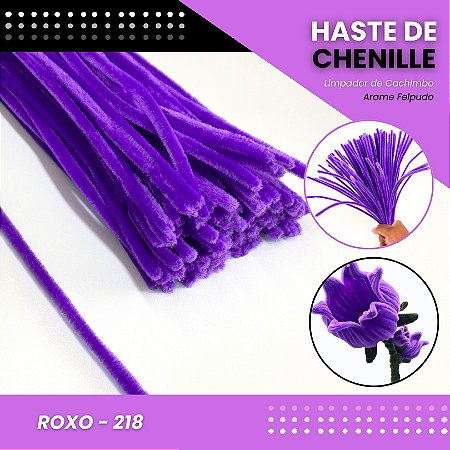 100 Haste De Chenille Limpador De Cachimbo Fios Artesanato 30cm Cor:Roxo-218
