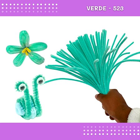 100 Haste De Chenille Limpador De Cachimbo Fios Artesanato 30cm Cor:Verde-523