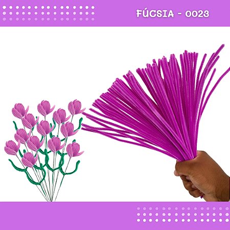 100 Haste De Chenille Limpador De Cachimbo Fios Artesanato 30cm Cor: Fucsia-0023