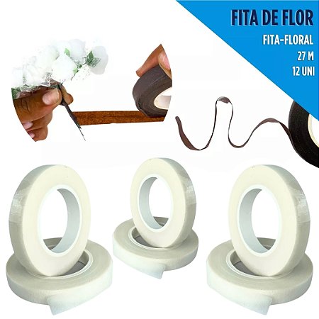 Fita Floral Para Artesanato Cor: Branco - Pct C/12 Rolos