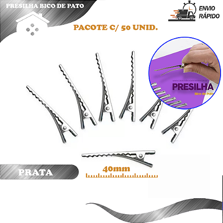 50 Presilhas Bico De Pato - 40mm - COR:PRATA