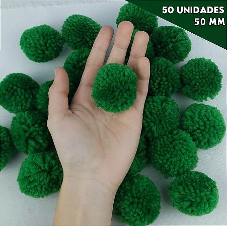 Pom Pom De Lã Fofinho - 50mm - Pct C/50 Unid. COR: VERDE-BANDEIRA-540