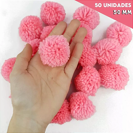 Pom Pom De Lã Fofinho - 50mm - Pct C/50 Unid. COR: ROSA-CHICLETE-140