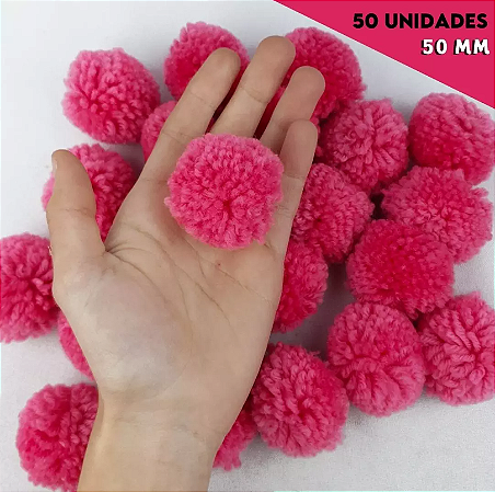Pom Pom De Lã Fofinho - 50mm - Pct C/50 Unid. COR: PINK-312