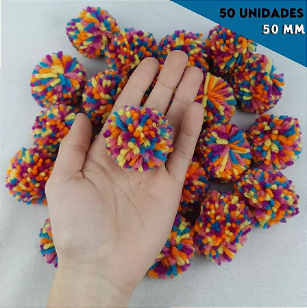 Pom Pom De Lã Fofinho - 50mm - Pct C/50 Unid. COR: MULTICOR-ESCURO