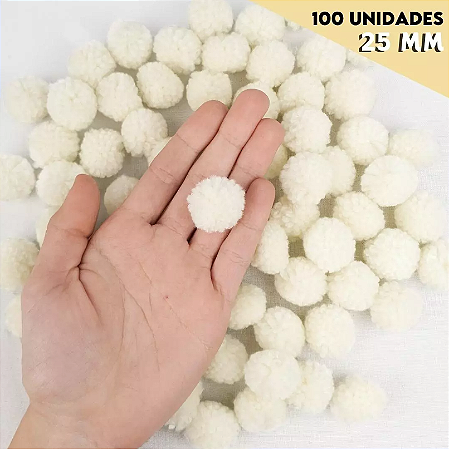Pom Pom De Lã Fofinho - 25mm - Pct C/100 Unid. COR: NATURAL-296