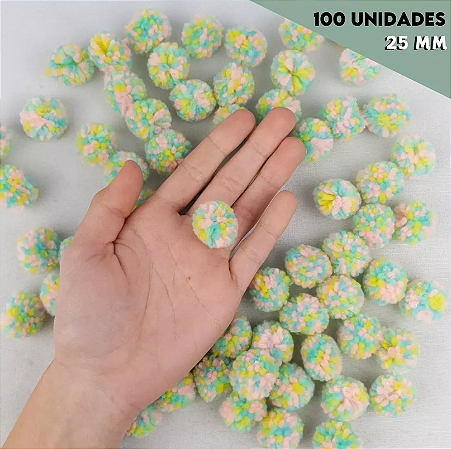 Pom Pom De Lã Fofinho - 25mm - Pct C/100 Unid. COR: MIX-DE-CORES