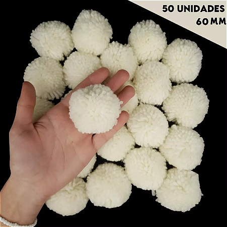 Pom Pom De Lã Fofinho - 60mm - Pct C/50 Unid. COR: NATURAL-296
