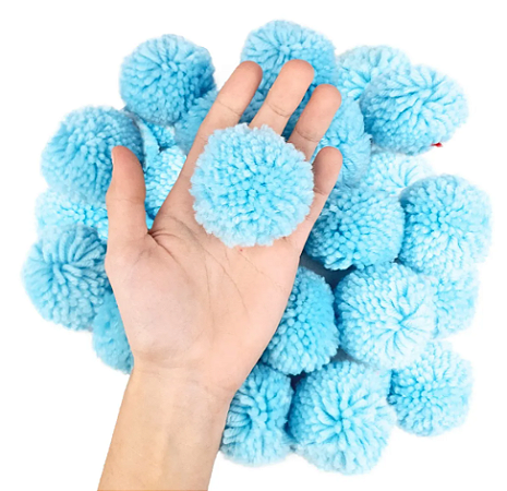 Pom Pom De Lã Fofinho - 60mm - Pct C/50 Unid. COR: AZUL-BEBE-177