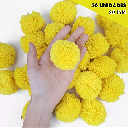 Pom Pom De Lã Fofinho - 60mm - Pct C/50 Unid. COR: AMARELO-CANARIO-106