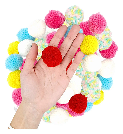 Pom Pom De Lã Fofinho - 40mm - Pct C/50 Unid. COR: MIX-DE-CORES