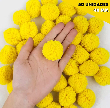 Pom Pom De Lã Fofinho - 40mm - Pct C/50 Unid. COR: AMARELO-CANARIO-106