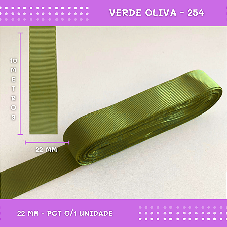 Fita de Gorgurão P/Laços - Nº5 (22mm) - COR:VERDE-OLIVA-254