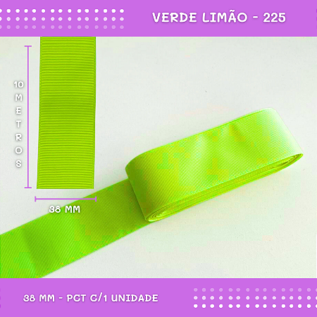 Fita de Gorgurão P/Laços - Nº9 (38mm) - COR:VERDE-LIMAO-225