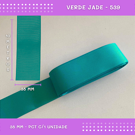 Fita de Gorgurão P/Laços - Nº9 (38mm) - COR:VERDE-JADE-539