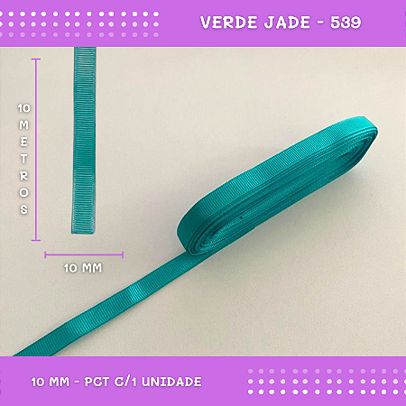 Fita de Gorgurão P/Laços - Nº2 (10mm) - COR:VERDE-JADE-539