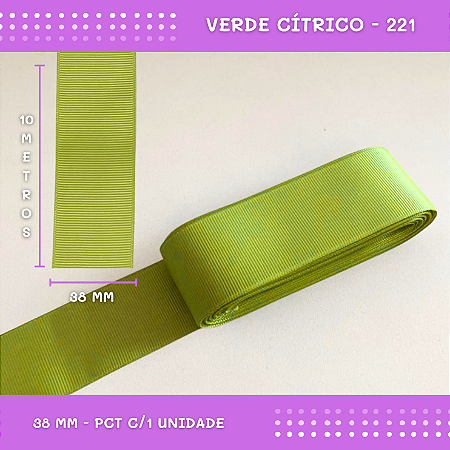 Fita de Gorgurão P/Laços - Nº9 (38mm) - COR:VERDE-CITRICO-221