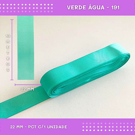 Fita de Gorgurão P/Laços - Nº5 (22mm) - COR:VERDE-AGUA-191