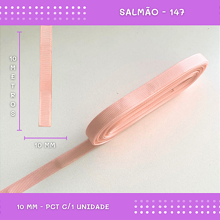 Fita de Gorgurão P/Laços - Nº2 (10mm) - COR:SALMAO-147