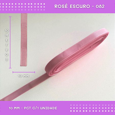 Fita de Gorgurão P/Laços - Nº2 (10mm) - COR:ROSE-ESCURO-082
