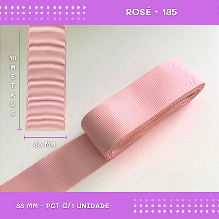 Fita de Gorgurão P/Laços - Nº9 (38mm) - COR:ROSE-135