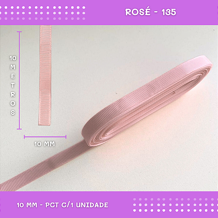 Fita de Gorgurão P/Laços - Nº2 (10mm) - COR:ROSE-135