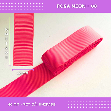 Fita de Gorgurão P/Laços - Nº9 (38mm) - COR:ROSA-NEON-03