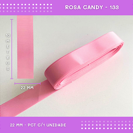 Fita de Gorgurão P/Laços - Nº5 (22mm) - COR:ROSA-CANDY-133