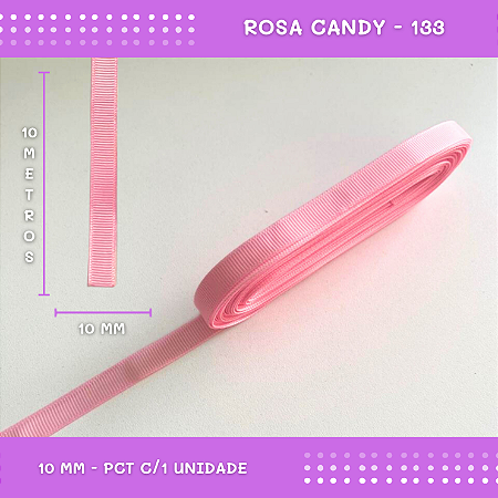 Fita de Gorgurão P/Laços - Nº2 (10mm) - COR:ROSA-CANDY-133