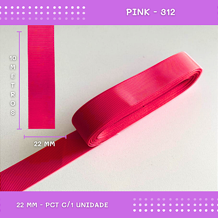 Fita de Gorgurão P/Laços - Nº5 (22mm) - COR:PINK-312