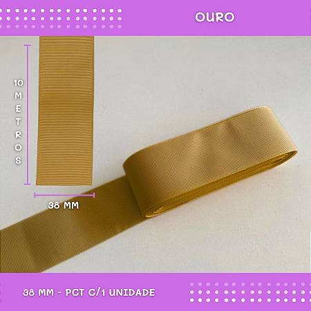 Fita de Gorgurão P/Laços - Nº9 (38mm) - COR:OURO