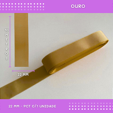 Fita de Gorgurão P/Laços - Nº5 (22mm) - COR:OURO