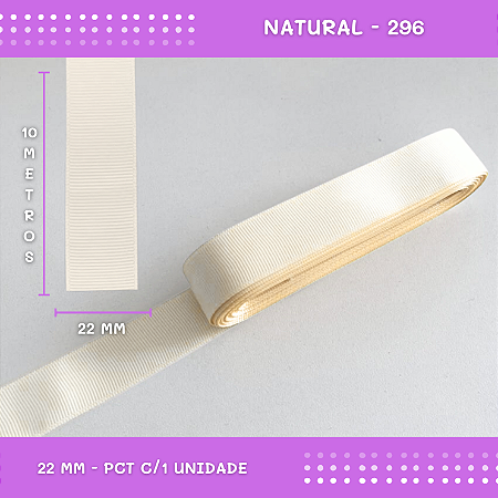 Fita de Gorgurão P/Laços - Nº5 (22mm) - COR:NATURAL-296