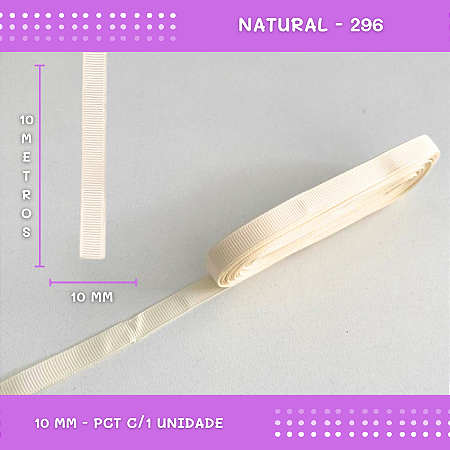 Fita de Gorgurão P/Laços - Nº2 (10mm) - COR:NATURAL-296