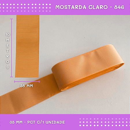 Fita de Gorgurão P/Laços - Nº9 (38mm) - COR:MOSTARDA-CLARO-846